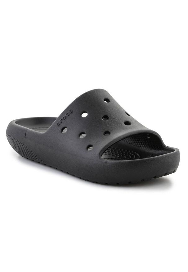 Klapki Crocs Classic Slide V2 209401-001 czarne. Okazja: na spacer, na plażę. Nosek buta: otwarty. Kolor: czarny. Materiał: materiał. Sezon: lato