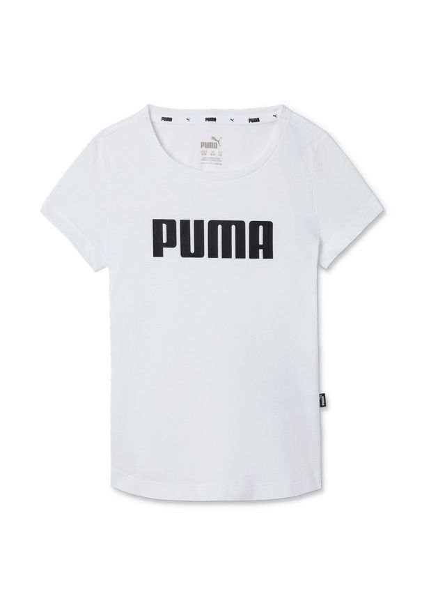 T-shirt z krótkim rękawem dziewczynki Puma ESS. Kolor: biały. Długość rękawa: krótki rękaw. Długość: krótkie. Sport: joga i pilates