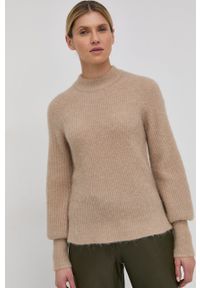 Notes du Nord Sweter wełniany Babette damski kolor beżowy ciepły. Kolor: beżowy. Materiał: wełna. Długość rękawa: raglanowy rękaw