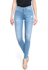 Wrangler - WRANGLER SKINNY HIGH RISE DAMSKIE SPODNIE JEANSOWE INDIGO BEACHES W27HGU241