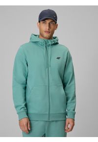 4f - 4F Bluza dresowa regular z kapturem męska - zielona L. Okazja: na co dzień. Typ kołnierza: kaptur. Kolor: zielony. Materiał: dresówka. Długość rękawa: raglanowy rękaw. Styl: casual #1