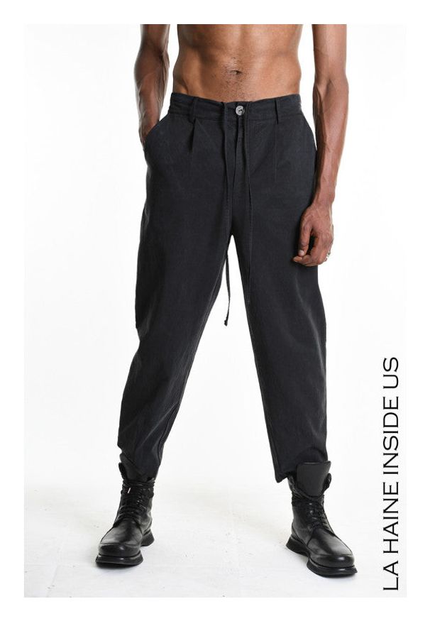 La Haine Inside Us Spodnie | 3R M1256 | Mężczyzna | Czarny. Kolor: czarny. Materiał: lyocell, bawełna