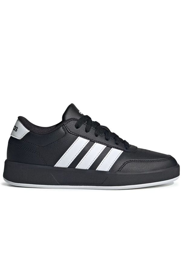Adidas - Buty młodzieżowe adidas Breaknet 3.0 JR8447 - czarne. Zapięcie: pasek. Kolor: czarny. Materiał: syntetyk, guma, skóra. Szerokość cholewki: normalna. Wzór: aplikacja