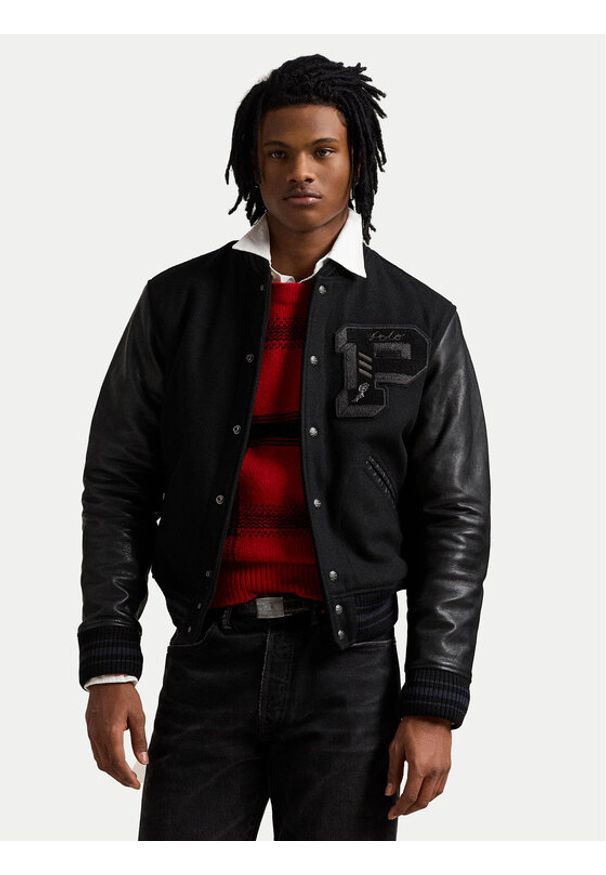 Polo Ralph Lauren Kurtka bomber 710907546001 Czarny Regular Fit. Typ kołnierza: polo. Kolor: czarny. Materiał: syntetyk