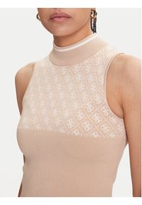 Guess Sweter W3YR26 Z37K0 Beżowy Slim Fit. Kolor: beżowy. Materiał: wiskoza