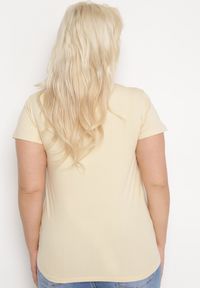 Born2be - Beżowy Bawełniany T-shirt z Nadrukiem na Przodzie Galamella. Kolor: beżowy. Materiał: bawełna. Wzór: nadruk #7
