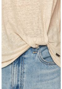Pepe Jeans - T-shirt Lua. Okazja: na co dzień. Kolor: kremowy. Materiał: len, materiał, dzianina. Wzór: gładki. Styl: casual #3