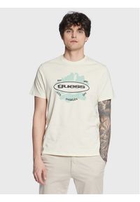 Guess T-Shirt Logo M3GI61 K9RM1 Écru Slim Fit. Materiał: bawełna