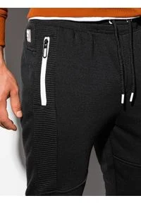 Ombre Clothing - Spodnie męskie dresowe joggery P903 - czarne - S. Kolor: czarny. Materiał: dresówka #5