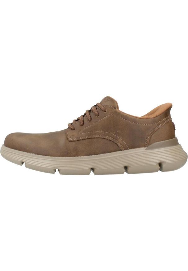 skechers - Buty do chodzenia męskie, Slip-Ins: Garza - Duran. Kolor: brązowy. Materiał: syntetyk, tkanina. Model: Skechers Sport. Sport: turystyka piesza