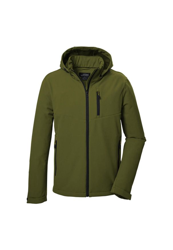 Kurtka z kapturem Killtec KOW 92. Typ kołnierza: kaptur. Kolor: zielony. Materiał: softshell. Sport: turystyka piesza