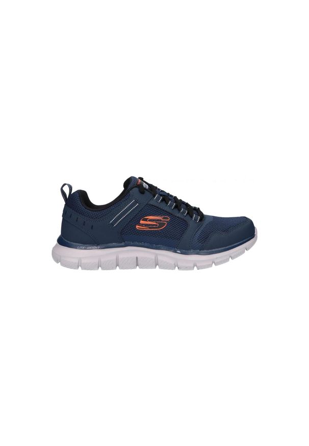 skechers - Buty męskie SKECHERS Track Knockhill. Okazja: na co dzień. Kolor: niebieski. Materiał: skóra. Sport: fitness