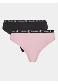 Calvin Klein Underwear Komplet 2 par stringów 000QD5035E Kolorowy. Materiał: syntetyk. Wzór: kolorowy #1