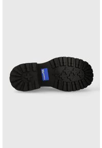 Karl Lagerfeld Jeans sztyblety skórzane BROOKE damskie kolor czarny na platformie KLJ41140. Nosek buta: okrągły. Kolor: czarny. Materiał: skóra. Obcas: na platformie #4