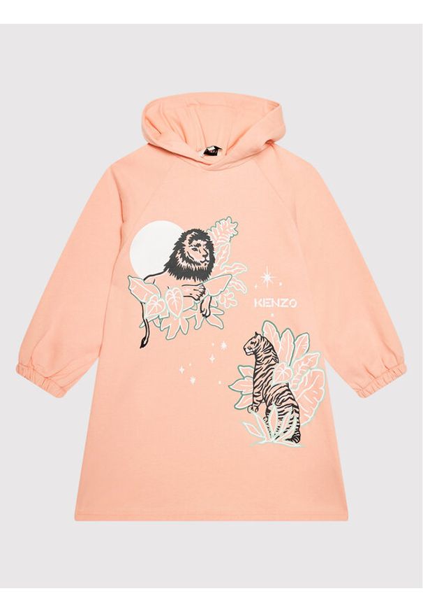 Kenzo kids - Kenzo Kids Sukienka codzienna K12067 Różowy Regular Fit. Okazja: na co dzień. Kolor: różowy. Materiał: bawełna. Typ sukienki: proste. Styl: casual