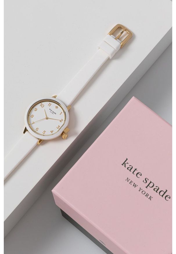 Kate Spade Zegarek damski kolor biały. Kolor: biały. Materiał: tworzywo sztuczne, materiał