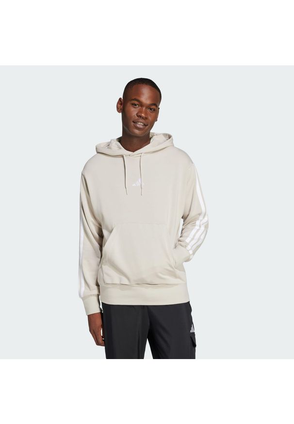 Adidas - Bluza z kapturem Essentials 3-Stripes French Terry. Typ kołnierza: kaptur. Kolor: biały, wielokolorowy, beżowy. Materiał: materiał