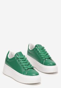 Renee - Zielone Sneakersy na Grubej Podeszwie Cernanda. Okazja: na co dzień. Kolor: zielony. Obcas: na platformie #3