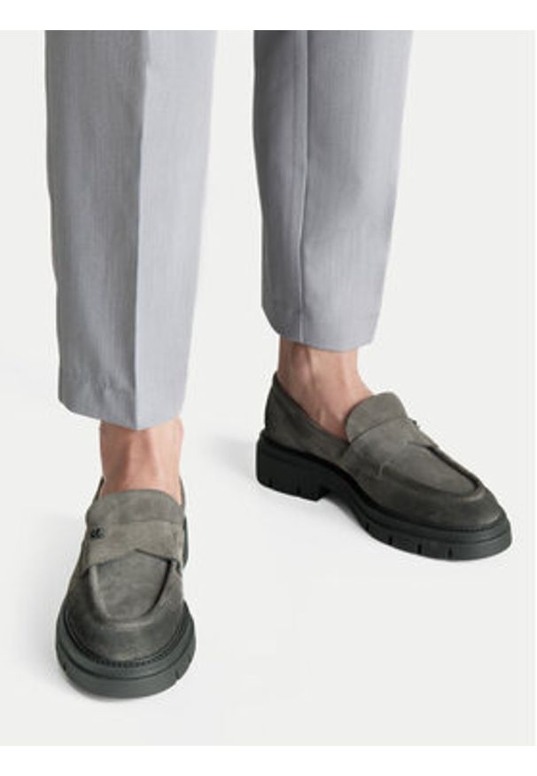 Gino Rossi Loafersy GRACE-I24-2637LM Szary. Kolor: szary. Materiał: skóra, zamsz