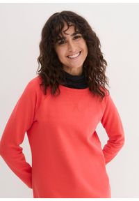 bonprix - Sukienka dresowa z miękkiego materiału frotte. Kolor: czerwony. Materiał: materiał, dresówka. Długość rękawa: raglanowy rękaw. Wzór: prążki #3