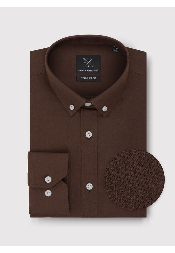 Pako Lorente - PAKO LORENTE – Brązowa bawełniana koszula męska. Kolor: zielony, czarny, brązowy. Materiał: bawełna. Długość rękawa: długi rękaw. Długość: długie. Wzór: gładki