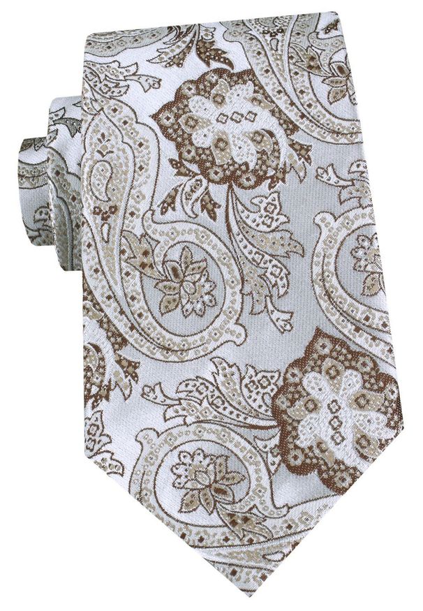 Męski Krawat - Chattier - Odcienie Beżu i Jasnej Popieli. Kolor: wielokolorowy, brązowy, beżowy. Materiał: tkanina. Styl: elegancki, klasyczny, wizytowy