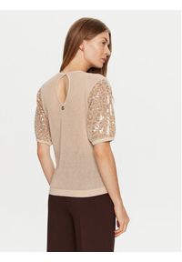 TwinSet - TWINSET Sweter 241TT3281 Beżowy Regular Fit. Kolor: beżowy. Materiał: bawełna