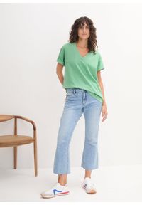 bonprix - Długi i szeroki T-shirt z dekoltem w szpic (5 sztuk), krótki rękaw. Okazja: na co dzień. Kolor: różowy. Długość rękawa: krótki rękaw. Długość: krótkie. Sezon: lato. Styl: casual #2