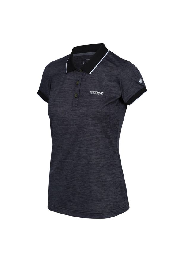 Regatta - Koszulka turystyczna polo damska Remex II. Typ kołnierza: polo. Kolor: czarny, szary, wielokolorowy. Materiał: materiał