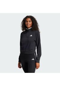Adidas - Bluza dresowa Essentials Color Pop French Terry Crop Quarter-Zip. Kolor: czarny. Materiał: dresówka. Długość rękawa: długi rękaw. Długość: krótkie. Sport: fitness