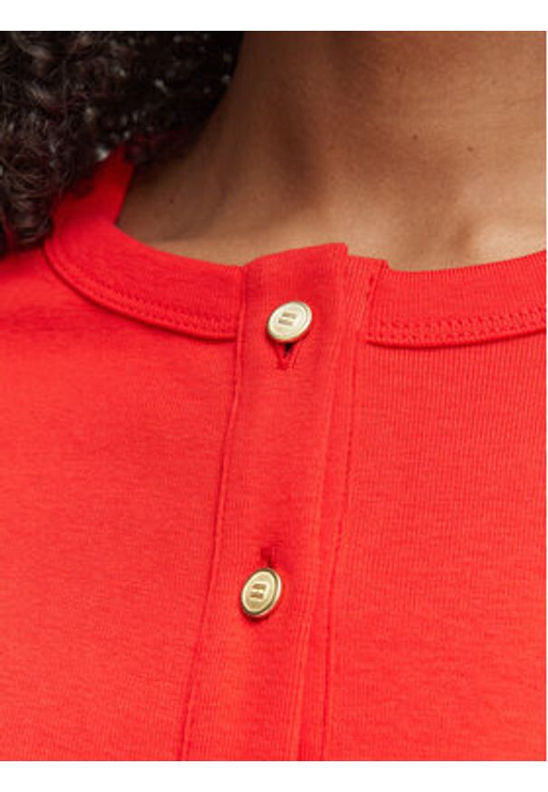 TOMMY HILFIGER - Tommy Hilfiger Bluzka WW0WW48709 Czerwony Slim Fit. Kolor: czerwony. Materiał: bawełna