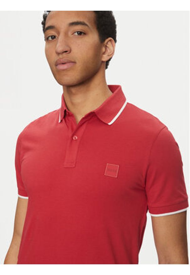 BOSS Polo Passertip 50507699 Czerwony Slim Fit. Typ kołnierza: polo. Kolor: czerwony. Materiał: bawełna
