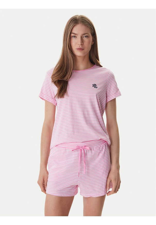 Lauren Ralph Lauren - LAUREN RALPH LAUREN Piżama ILN12503 Różowy Regular Fit. Kolor: różowy. Materiał: bawełna, wiskoza