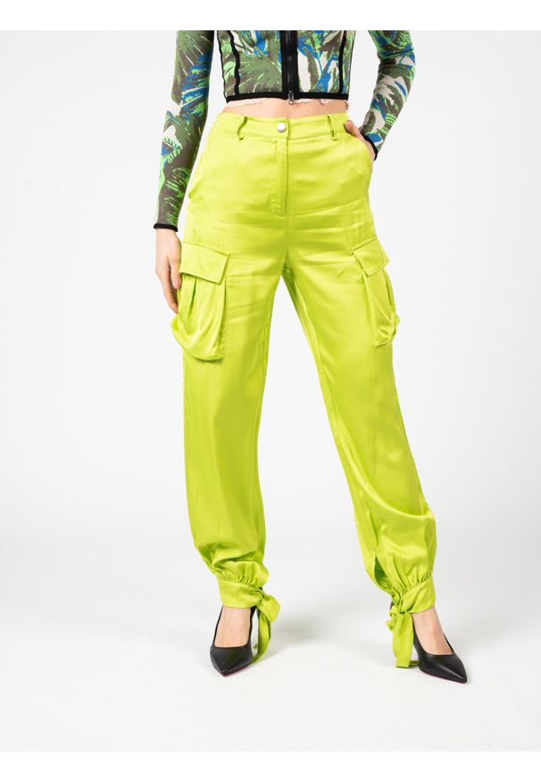 Pinko Spodnie "Panciotto" | 102639 A1AV | Kobieta | Zielony. Stan: podwyższony. Kolor: zielony. Materiał: wiskoza. Styl: retro, klasyczny, elegancki