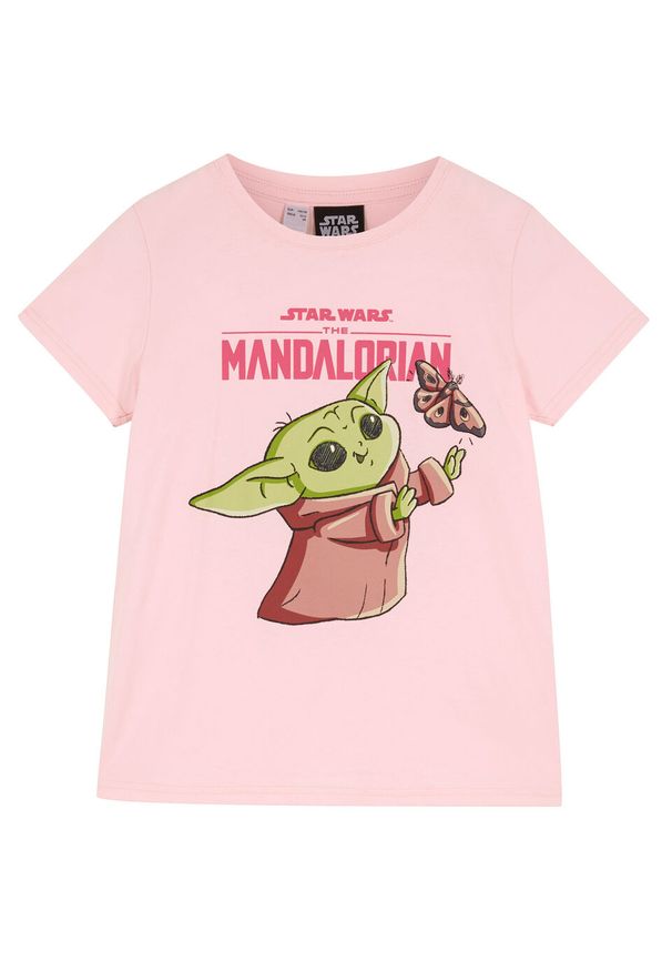 T-shirt dziewczęcy The Mandarlorian bonprix pastelowy jasnoróżowy. Kolor: różowy