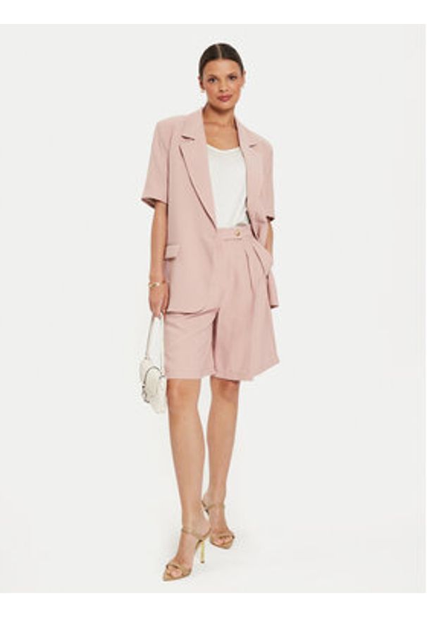 ViCOLO Szorty materiałowe TB2443 Różowy Regular Fit. Kolor: różowy. Materiał: wiskoza