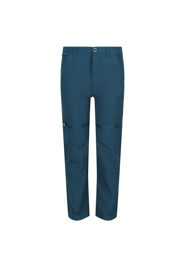 Regatta - Dziecięce Spodnie Z Odpinanymi Nogawkami Jnr Highton Z/O. Kolor: niebieski, wielokolorowy, zielony. Sezon: lato. Sport: turystyka piesza