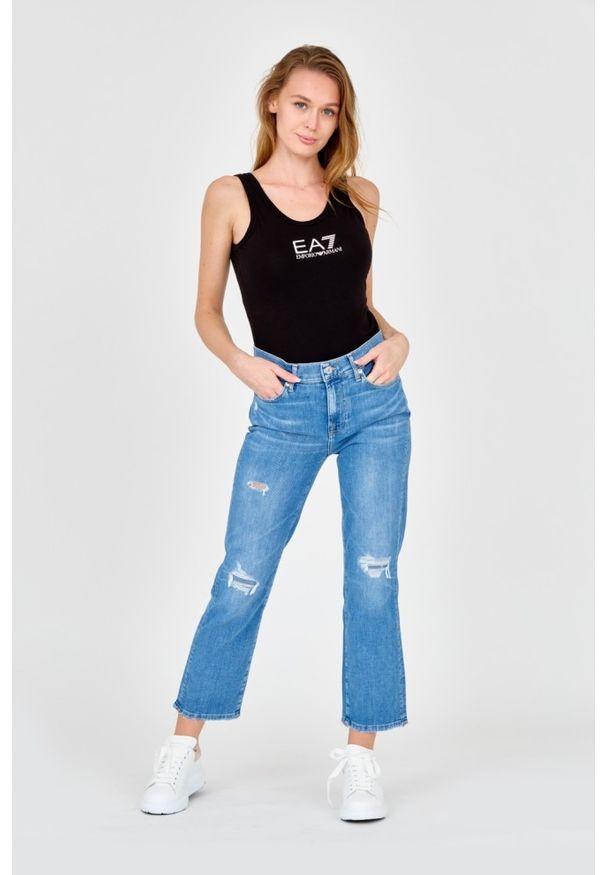 7 FOR ALL MANKIND Niebieskie jeansy Straight. Kolor: niebieski