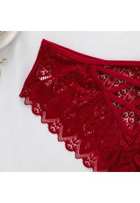 Intica - Majtki koronkowe ze strapsami eleganckie Herlaug. Kolor: czerwony. Materiał: koronka. Wzór: koronka #4