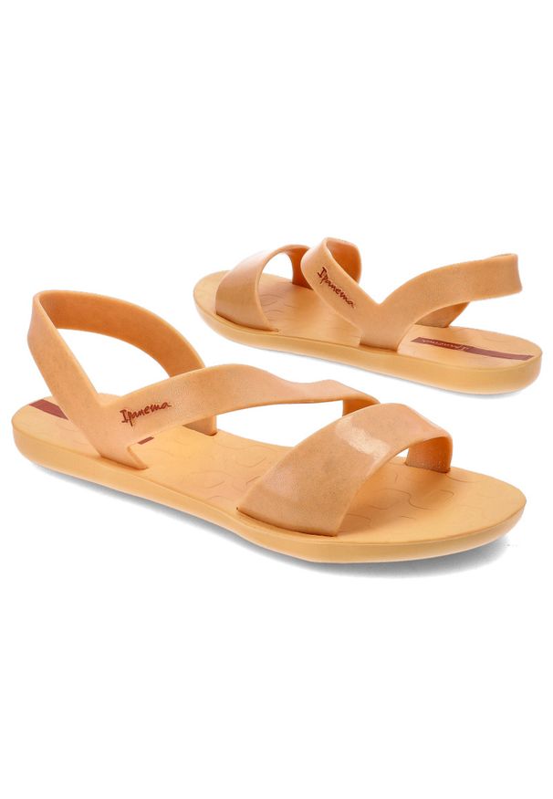 Pomarańczowe Sandały Ipanema Modne Wodoodporne Obuwie Damskie. Okazja: na spacer, na co dzień, na plażę. Zapięcie: pasek. Kolor: pomarańczowy. Materiał: materiał, tworzywo sztuczne. Wzór: paski. Sezon: lato. Styl: casual