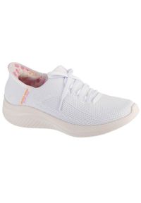 skechers - Buty sportowe Sneakersy damskie, Slip-Ins: Ultra Flex 3.0 - Morning Blosso. Kolor: biały. Sport: turystyka piesza