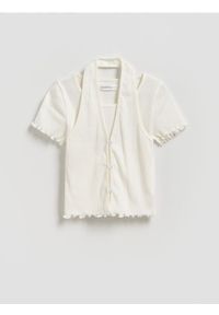 Reserved - Dwuwarstwowa bluzka - złamana biel. Materiał: bawełna #1