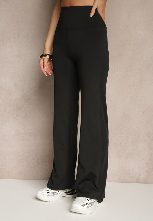 Renee - Czarne Legginsy High Waist z Szeroką Gumką w Pasie Idalania. Okazja: na co dzień. Stan: podwyższony. Kolor: czarny. Styl: casual, elegancki