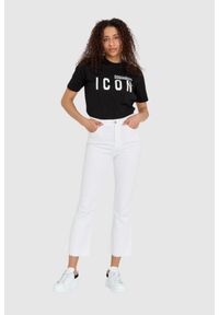7 FOR ALL MANKIND Białe jeansy damskie z poszerzoną surowo zakończoną nogawką HW Slim Kick, Rozmiar 26. Kolor: biały
