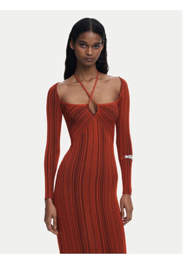 Desigual Sukienka koktajlowa Marlene 25WWVF08 Pomarańczowy Slim Fit. Kolor: pomarańczowy. Materiał: wiskoza. Styl: wizytowy