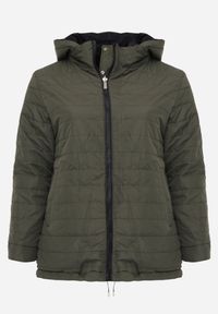 Born2be - Granatowo-Zielona Dwustronna Kurtka Przejściowa w Stylu Parki z Kapturem Tidala. Okazja: na co dzień. Typ kołnierza: kaptur. Kolekcja: plus size. Kolor: niebieski. Materiał: poliester, jeans, materiał. Wzór: aplikacja. Styl: casual, klasyczny #3