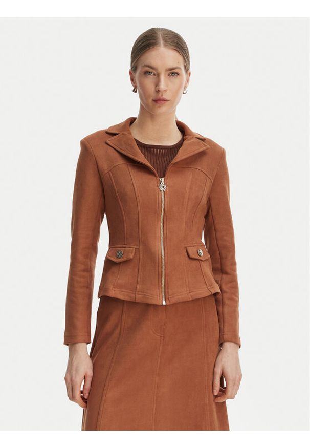 Rinascimento Kurtka z imitacji skóry CFC0127914003 Brązowy Slim Fit. Kolor: brązowy. Materiał: skóra