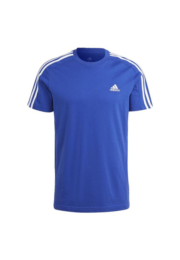 Adidas - Koszulka treningowa męska adidas Essentials Single Jersey 3-Stripes Tee. Kolor: biały, wielokolorowy, niebieski. Materiał: jersey