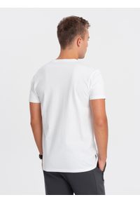 Ombre Clothing - T-shirt męski bawełniany z nadrukiem - biały V1 OM-TSPT-0160 - XXL. Kolor: biały. Materiał: bawełna. Długość rękawa: krótki rękaw. Długość: krótkie. Wzór: nadruk #4