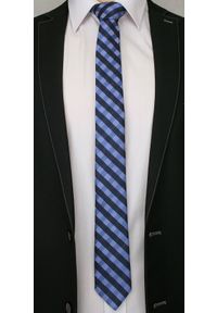 Alties - Granatowo-Niebieski Elegancki Krawat Męski -ALTIES- 6 cm, w Kratkę. Kolor: niebieski. Materiał: tkanina. Wzór: kratka. Styl: elegancki